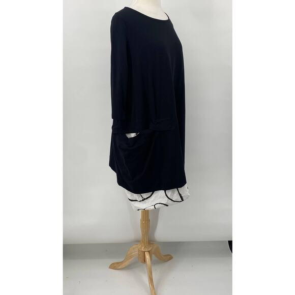 Urban by Alembika Dress Cotton Asymmetrical Patterned Pocket Knit Black Women 12 - Picture 5 of 11